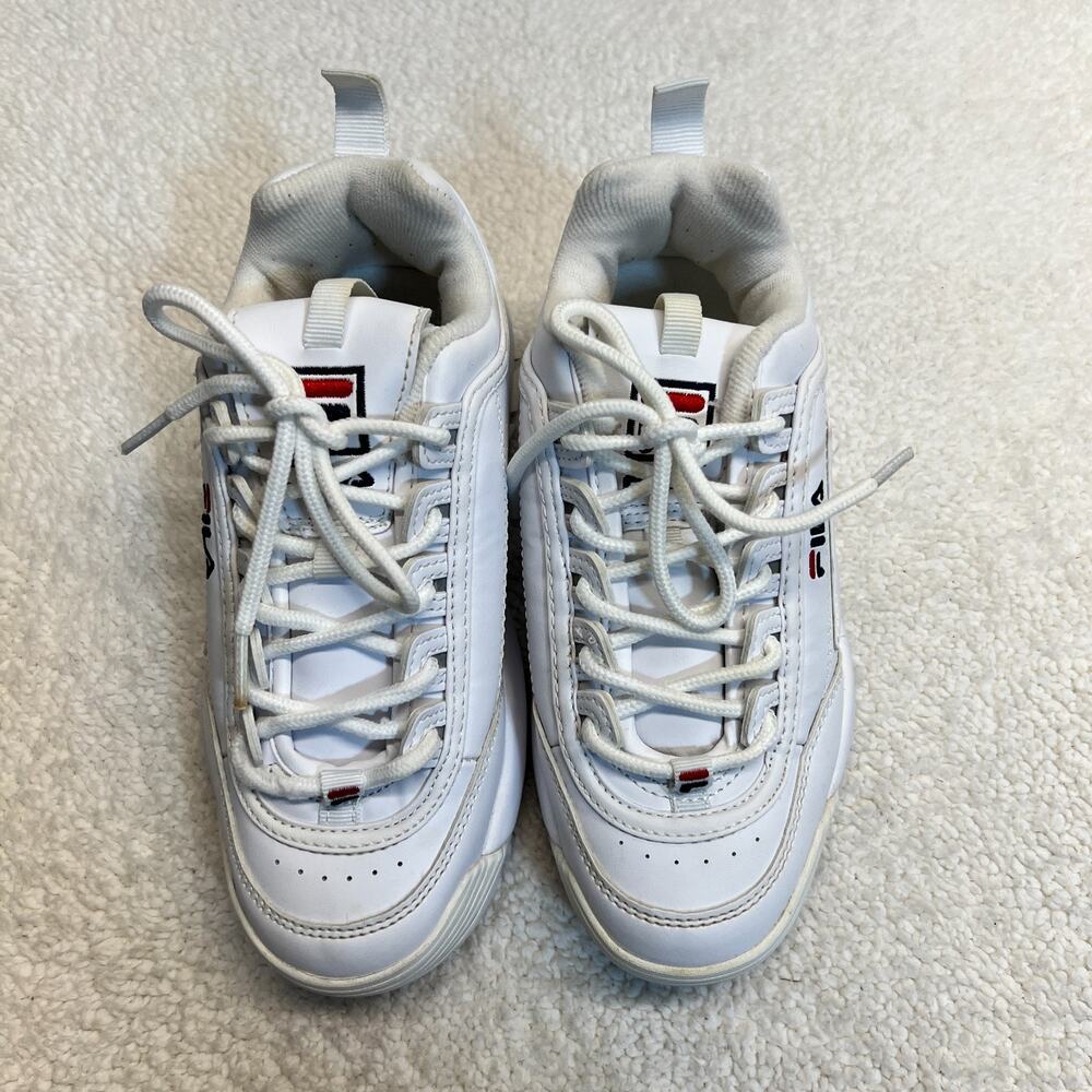 FILA Women Sneakers Disruptor II Premium Low Top Shoes White, Sz 4